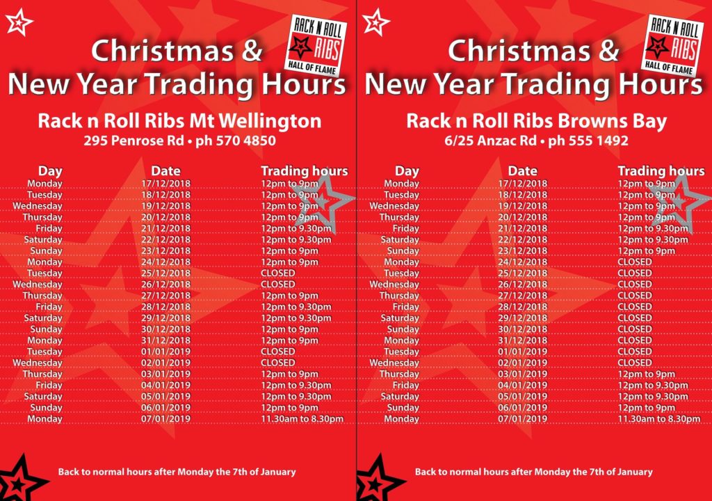 xmas hours 2018 Christmas hours 2018